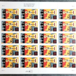 Scott #3503 Diabetes Full Sheet of 20 Stamps - MNH
