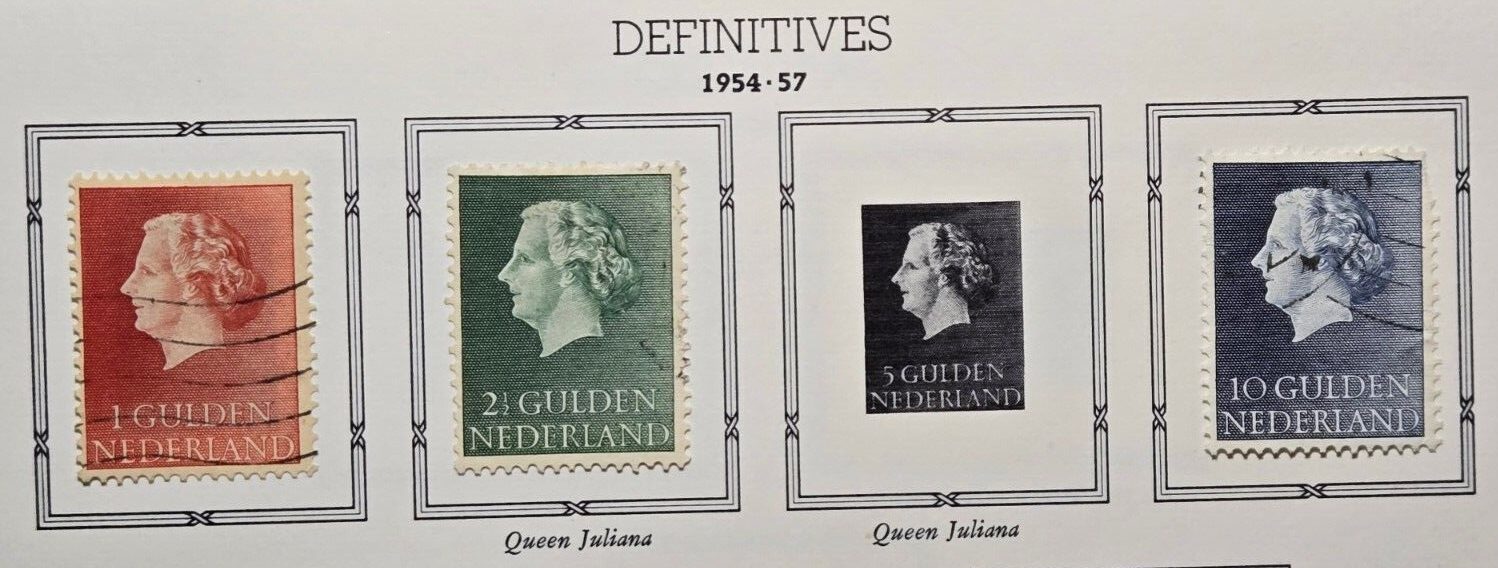 Stamp Europe Netherlands 1954-57 Queen Juliana A83 #361, 2 & 4 used