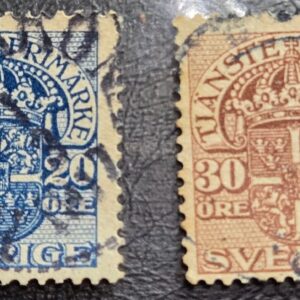 Stamp Europe Sweden 1910 Official Stamp O3 #O35, 20o, & O53, 30o used