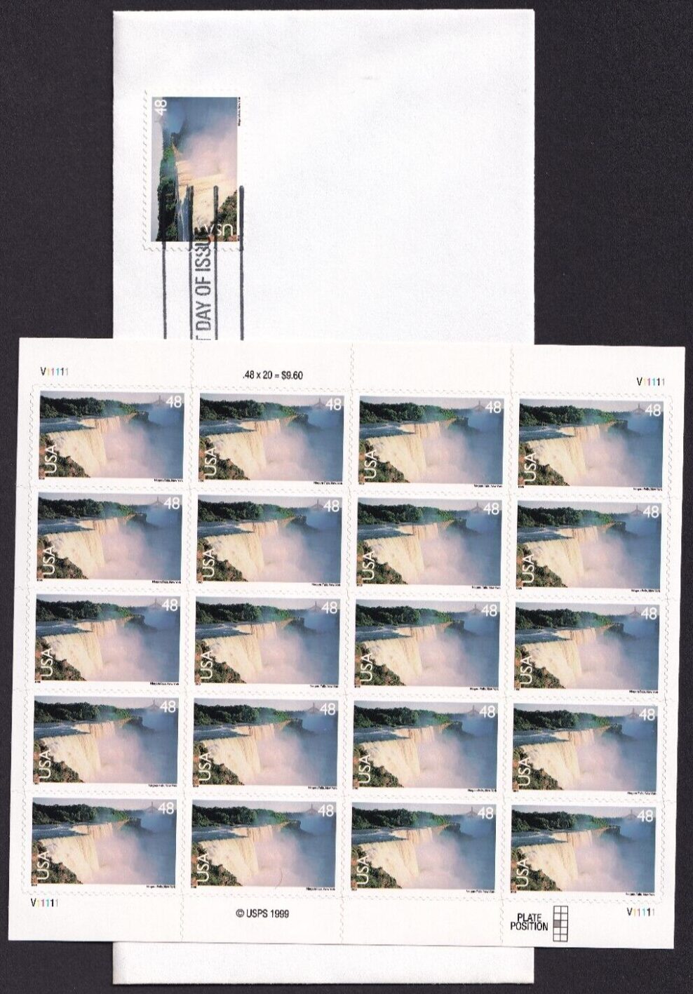 Scott #c133 Niagra Falls Sheet of 20 Airmail Stamps w/FDC - MNH