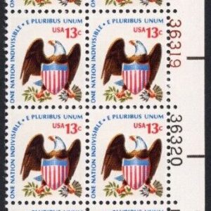 Scott #1596 - Eagle & Shield - Plate Block Of 20 Stamps - MNH