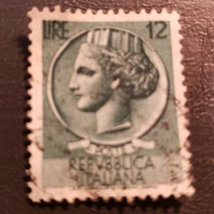 Stamp Europe Italy 1953 L.12 "Italia" Scott A354 #628