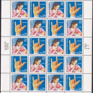 Scott #2784a (2783-84) Sign Language Full Sheet of 20 Stamps - MNH