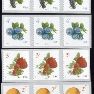 Scott #5201-5037-5038-5039-5256-5653 (6) Fruit Plate # Coil of Stamps - MNH PNC3