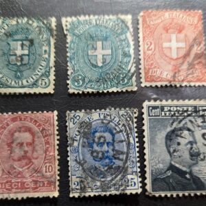 Stamp Europe Italy multiple issues 1889-1906 #67-8,70,74-5,93 used