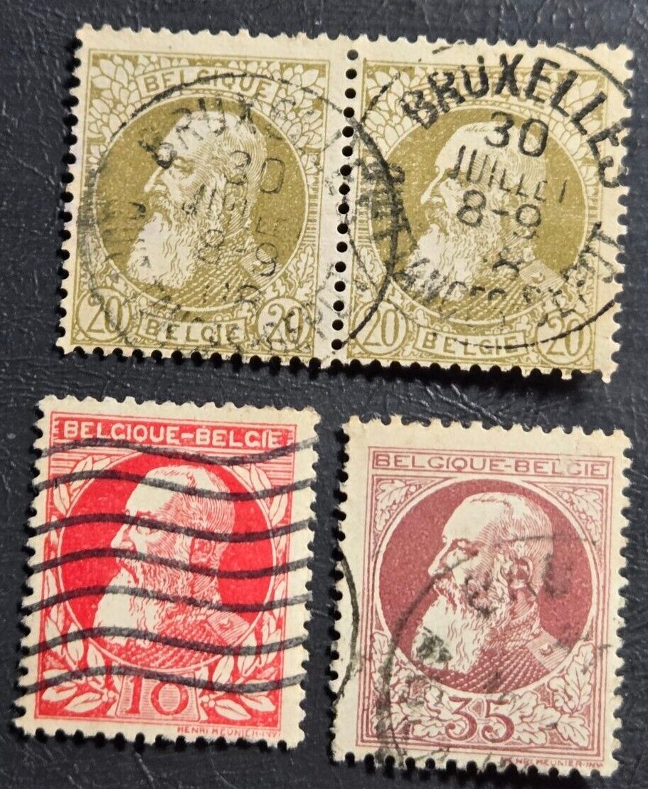 Stamp Belgium 1905 King Leopold #86x2, 85, 88 (A33, 34, 36) used