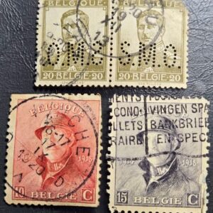 Stamp Belgium 1913 King Alpert A45 #104x2, 1919 A55 #127 & 128 used