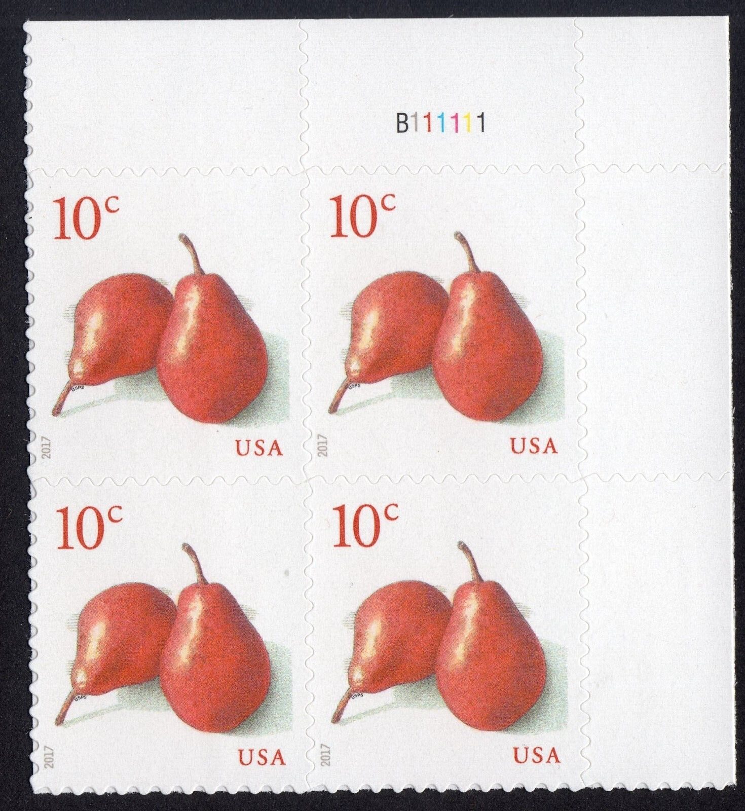 Scott #5178 Pears Plate Block of 4 Stamps - MNH