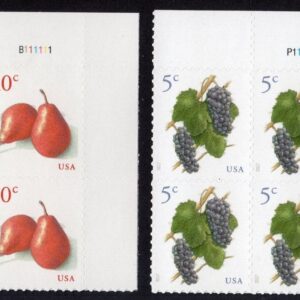 Scott #5177-5178 Grapes & Red Pears Plate Block of 4 Stamps - MNH