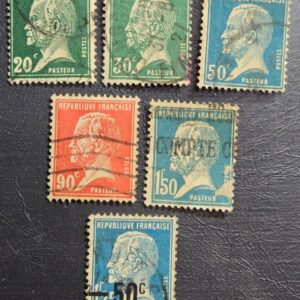 Stamp France 1926 Louis Pasteur A23 #187,188,191,193,196 & 235 used