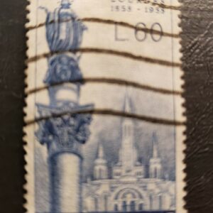 Stamp Europe Italy 1958 60 Lire used; VIRGIN MARY AT LOURDES
