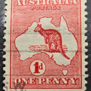 Stamp Australia 1913 Map & Kangaroo #2h A1 Type III used