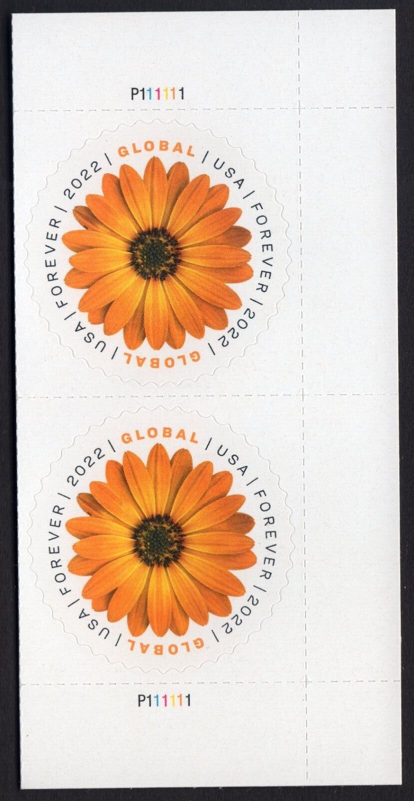 Scott #5680 Global Forever African Daisy Plate # Pair of Stamp - MNH UV Verified