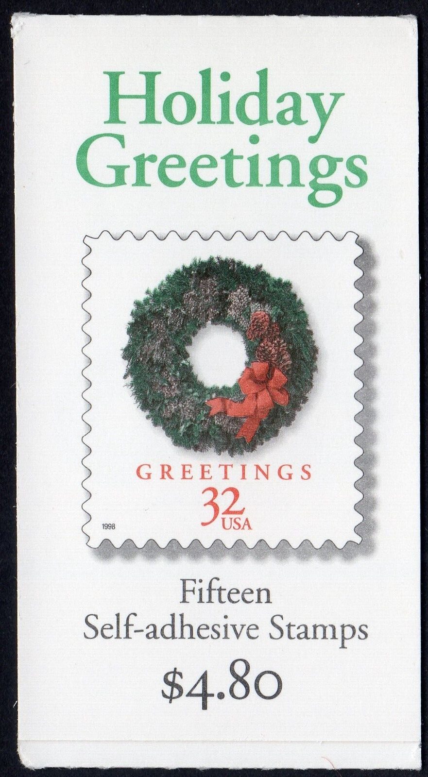 Scott #BK270 (3248a) Holiday Greetings Wreath Booklet of 15 Stamps - MNH