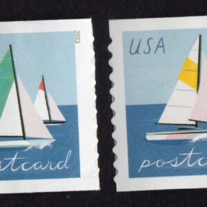 Scott #5750a Sailboats Postcard (48¢) Coil Pair of Single Stamps - MNH