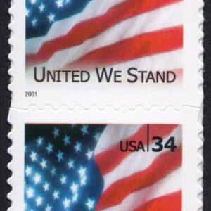Scott #3549 United We Stand Flag Booklet Vertical Pair of Stamps - MNH