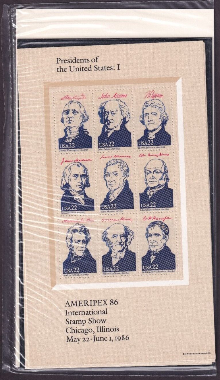 Scott #2216-2219 Ameripex 1986 Presidents (4) Sheet of 9 stamps - Sealed