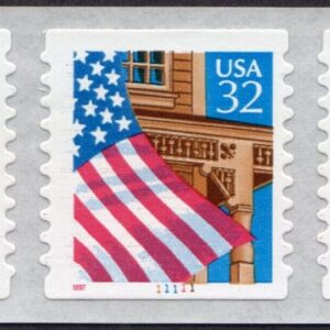 Scott #2915D Flag Over Porch Plate Number Coil (PNC3) of 3 Stamps - MNH w/back #