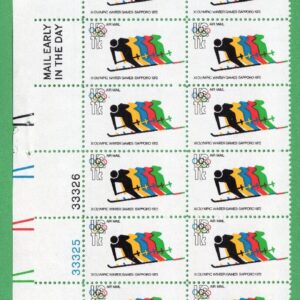 Scott #c85 Olympic Skiing Airmail Plate Block of 20 Stamps - MNH LL