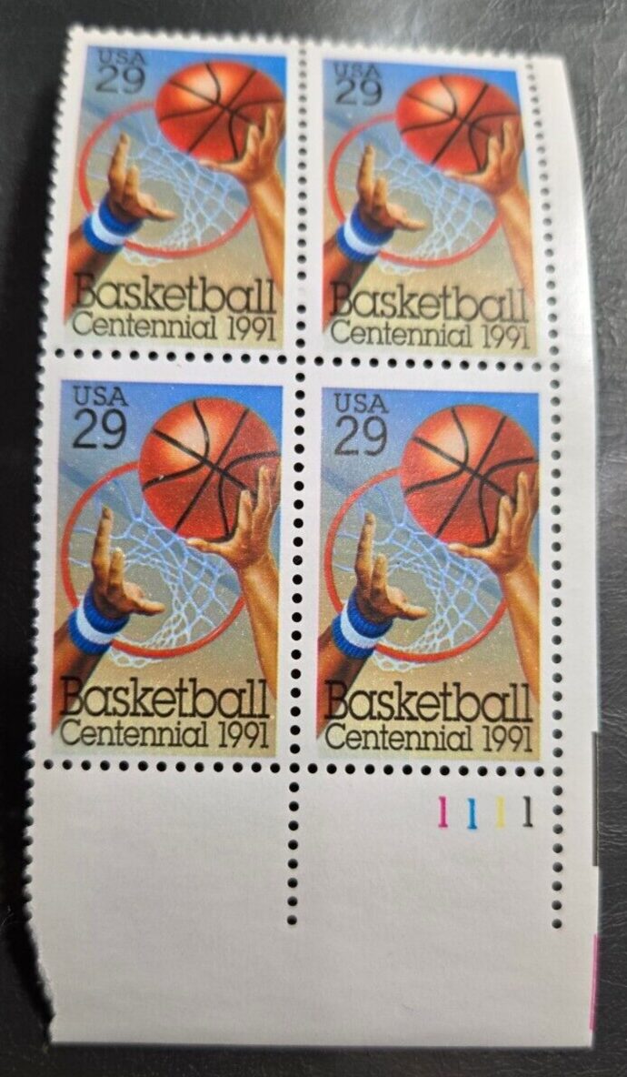 Scott #2560 1991 Basketball Plate Block of 4 MNH