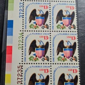 Scott #1596 1978 Eagle & Shield Block of 12 PN #37231-37232, 234-237