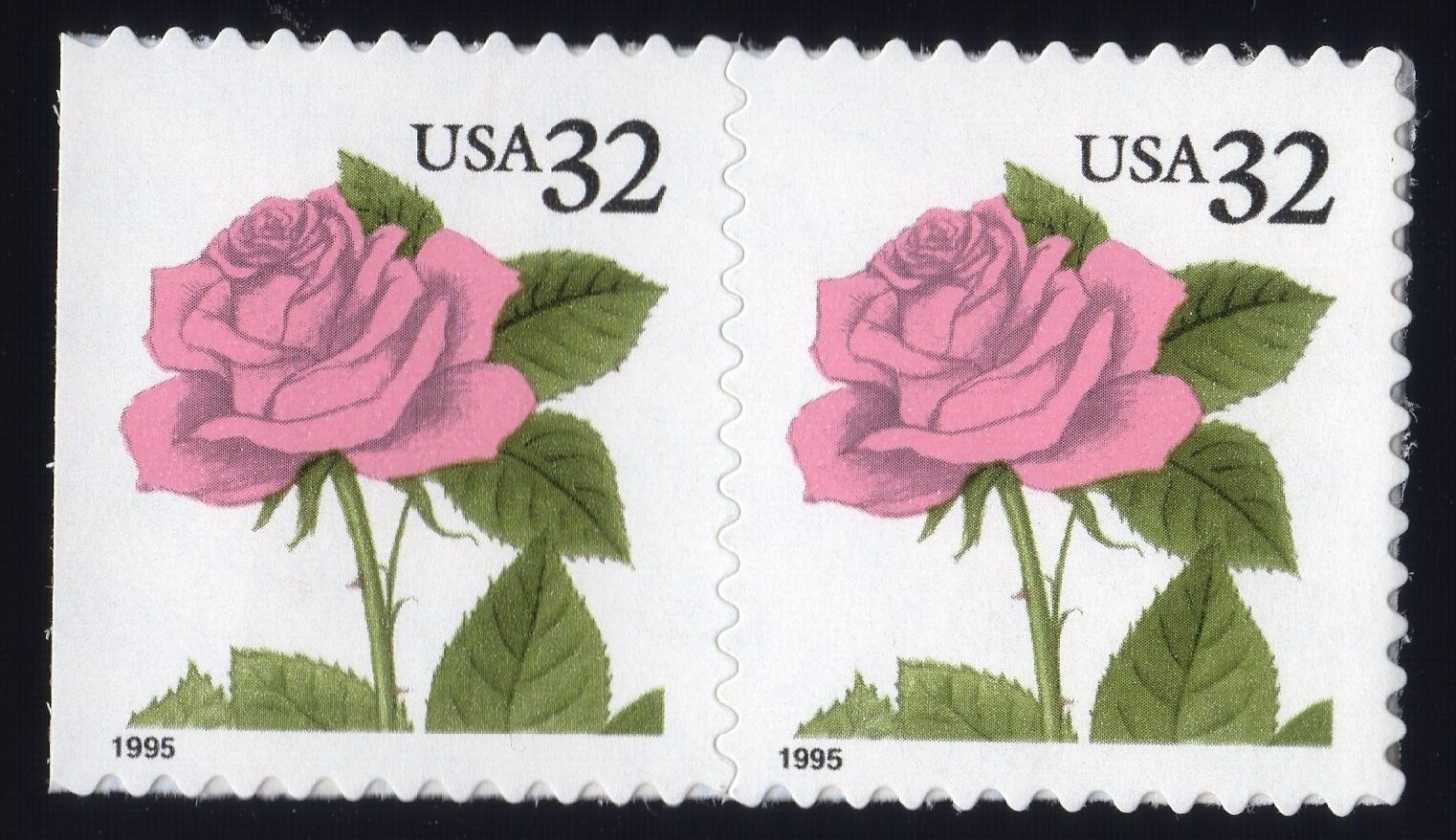 Scott #2492 32¢ Pink Rose Pair of Stamps - MNH