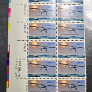 Scott #1710 1977 Limbergh Flight Issue Plate Block of 20 Stamps - MNH