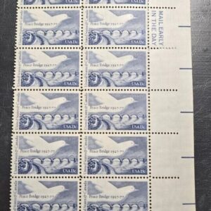 Scott #1721 1977 Peace Bridge & Dove Plate Block of 20 p#38052