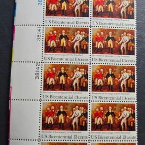 Scott #1728 1977 Surrender at Saratoga P#38138-142 + Mr. Zip lower left MNH
