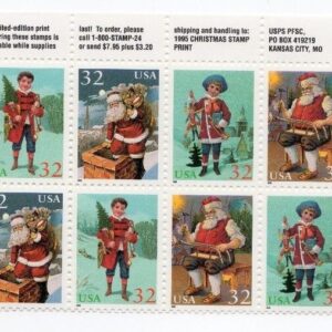 Scott #3004-3007a Santa & Boy Plate Block Of 20 Stamps - MNH P#P1111 Top