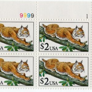Scott #2482 $2 Bobcat Plate Block of 4 Stamps - MNH P#9999