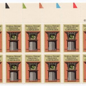 Scott #2071 - FDIC Plate Block of 20 Stamps - MNH UL