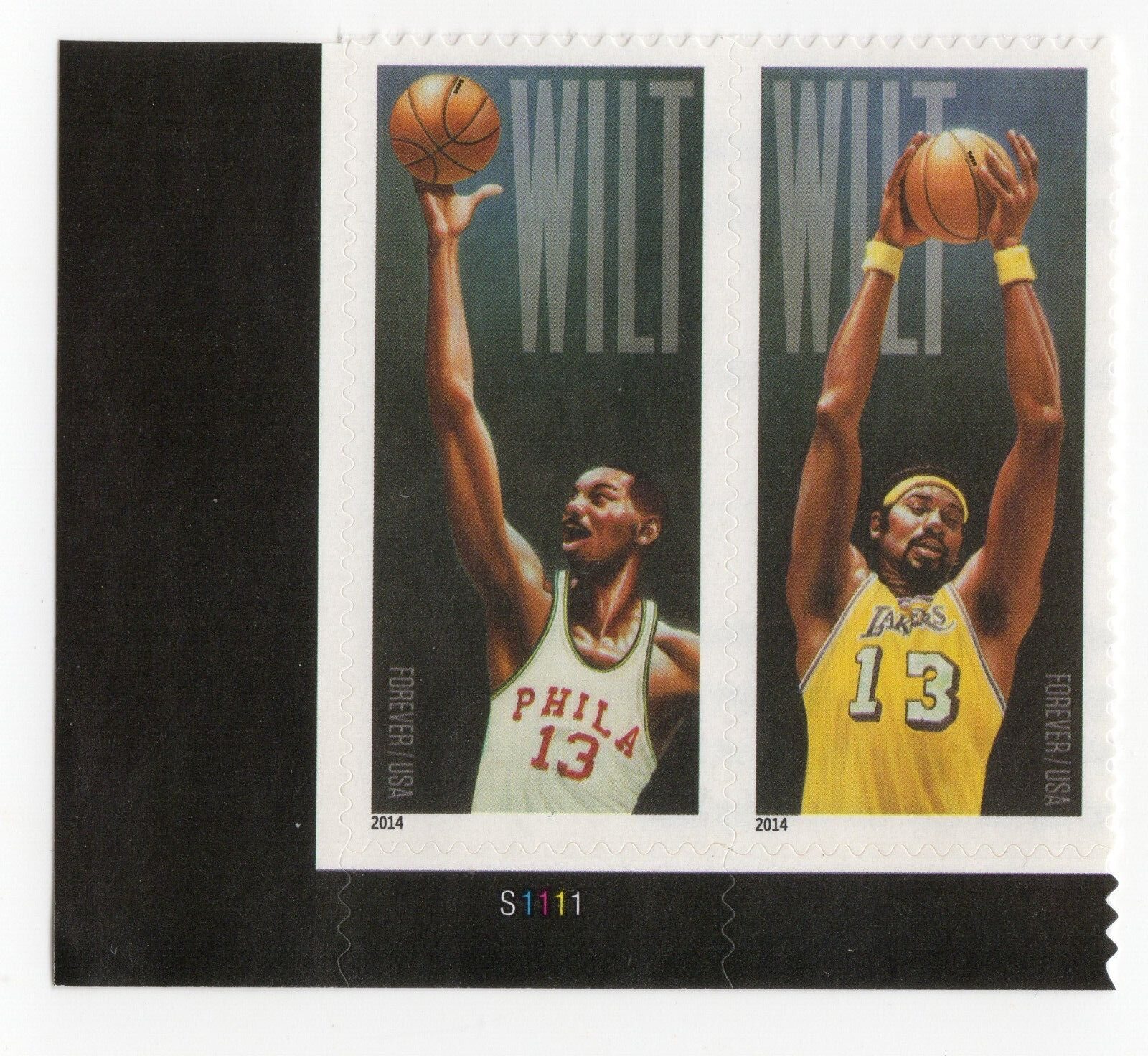 Scott #4951 Wilt Chamberlain Plate # Pair of Forever Stamps - MNH