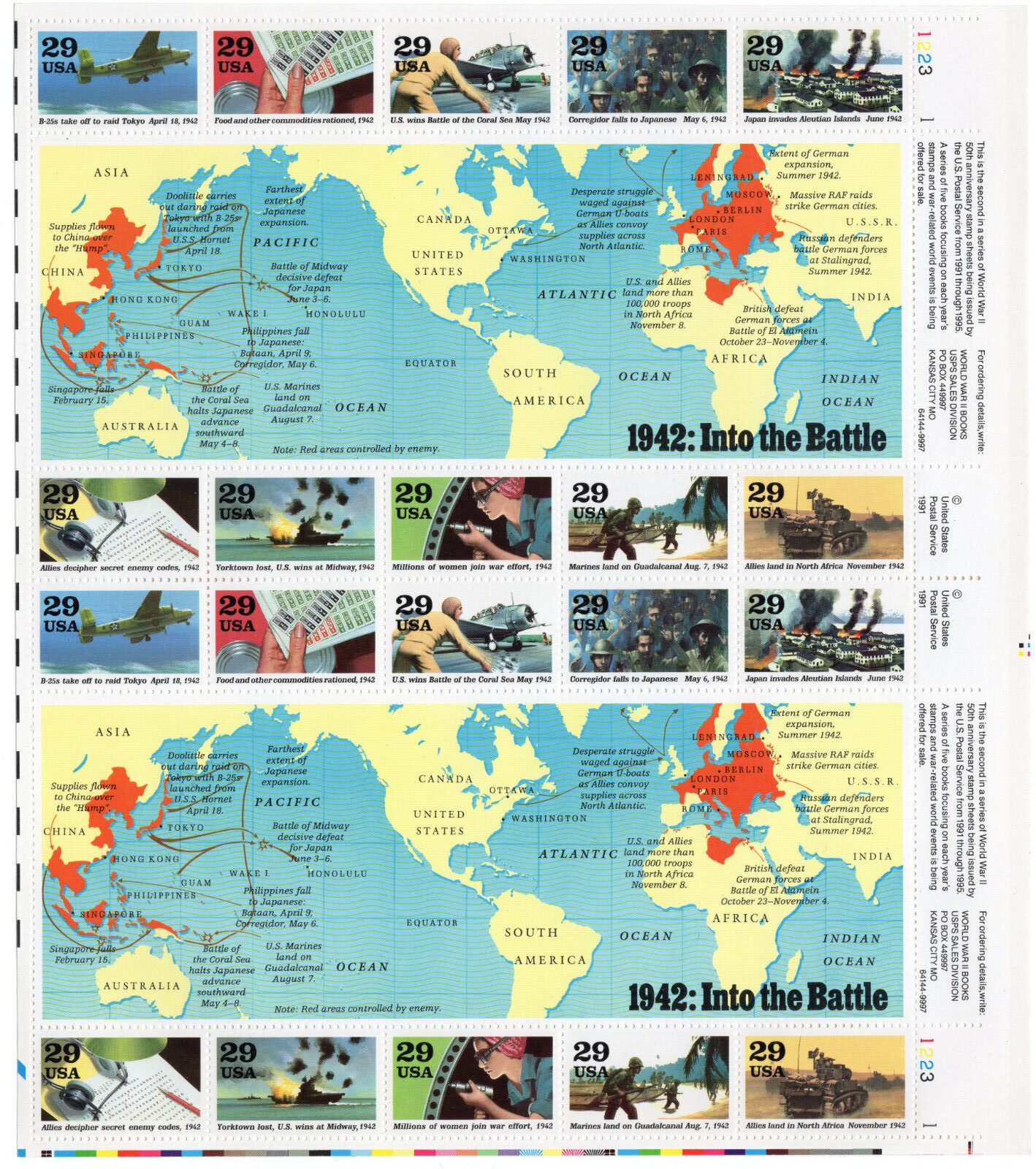 Scott #2697 WW2 1942: Into The Battle Sheet of 20 Stamps - MNH