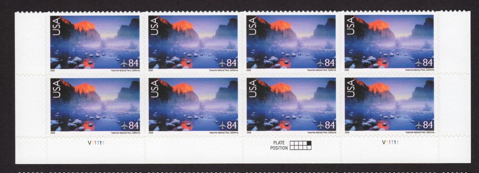 Scott #c141 Yosemite National Park Plate Block of 8 Air Mail 84¢ Stamps - MNH