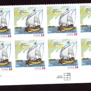 Scott #4073 Samuel de Champlain (French Explorer) Plate Block of 8 Stamps - MNH