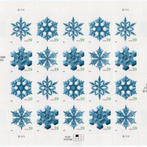 Scott #4104a (4101-04) Christmas Snowflakes Sheet of 20 Stamps - MNH