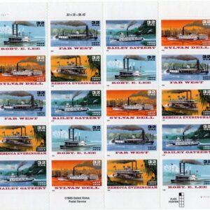 Scott #3095a(3091-95) RiverBoats (Early Cruise Ships) Sheet of 20 Stamps - MNH