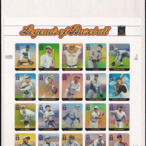 Scott #3408 Legends OF Baseball (Clemente) Sheet of 20 Stamps Sealed White