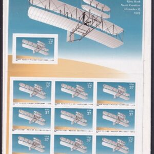 Scott #3783 FIRST FLIGHT (Wright Bros) Souvenir Sheet of 10 Stamps Sealed White