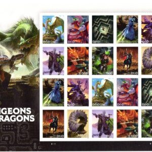 Scott #5909-5918b Dungeons & Dragons Full Sheet of 20 Forever Stamps - MNH UV