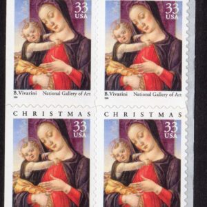 Scott #3355a 33¢ Madonna & Child (Vivarini) Booklet Block of 4 Stamps MNH
