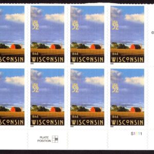Scott #3206 Wisconsin Plate Block of 8 Stamps - MNH LR