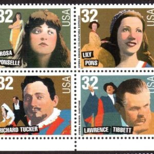 Scott #3154-3157a Opera Singers Plate Strip (Block) of 8 Stamps - MNH Bottom