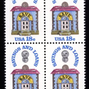 Scott #1911 Savings & Loan Block of 4 Stamps - MNH