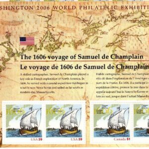 Scott #4074 & 2156 Samuel de Champlain East Coast Sheet of 4 Stamps MNH