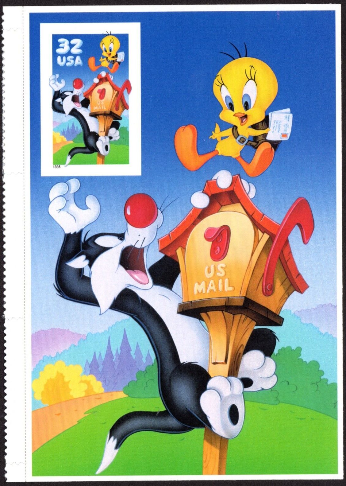 Scott #3205c Sylvester & Tweety Imperf Sheet Single Stamp - MNH