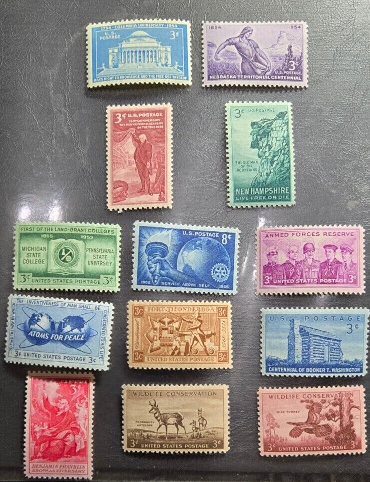 Scott 1954-56 #1029, 1060, 1064, 1065-68, 1070, 1073-74, 1077-78 MNH