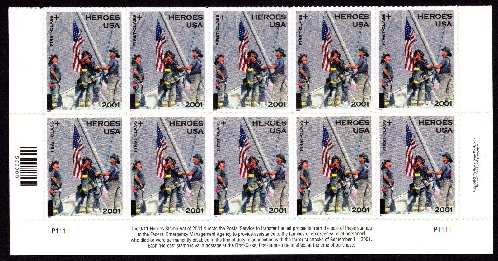 Scott #B2 America Responds Bottom Plate Block of 10 Stamps - MNH