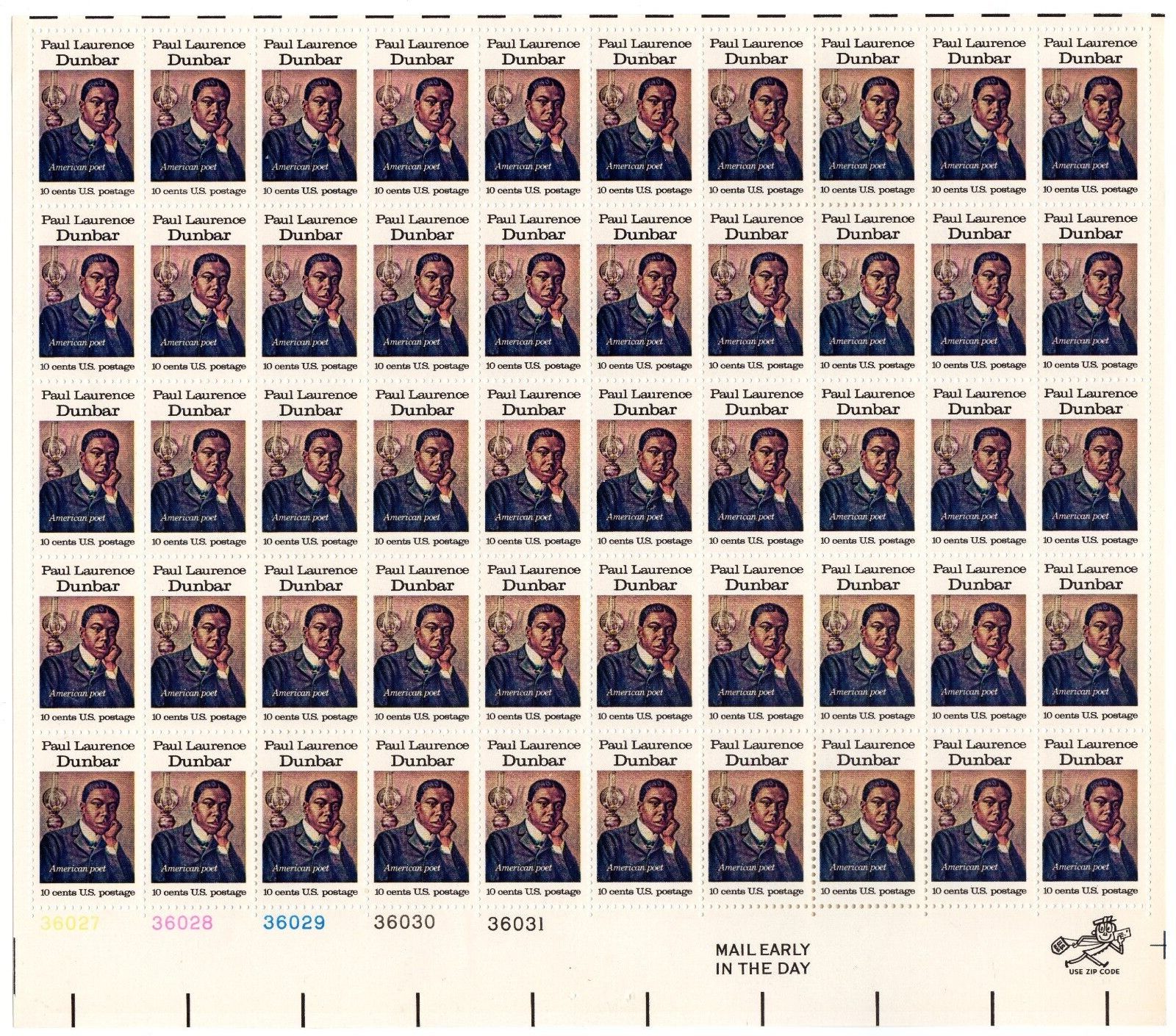 Scott #1554 Paul Lawrence Dunbar Sheet of 50 Stamps - MNH LL